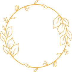 Round Floral frame with hand drawn flowers and leaves for wedding invitation