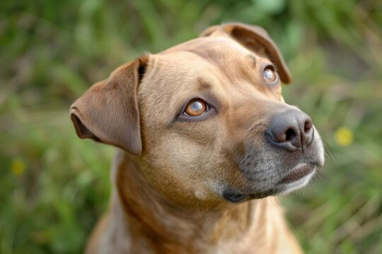 A Brown Dog Looking Up, Right Side