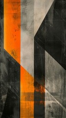 Abstract Expressionist Color Fields Dark Gray and Orange - Vibrant Studies Close Up Intensity Chalk and Charcoal Printing created with Generative AI Technology