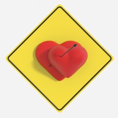 Segnale stradale di avvertimento o pericolo di innamorarsi