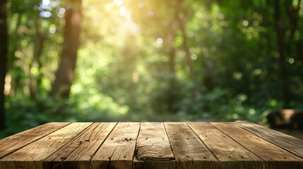 Fototapeta premium table in the garden product display concept