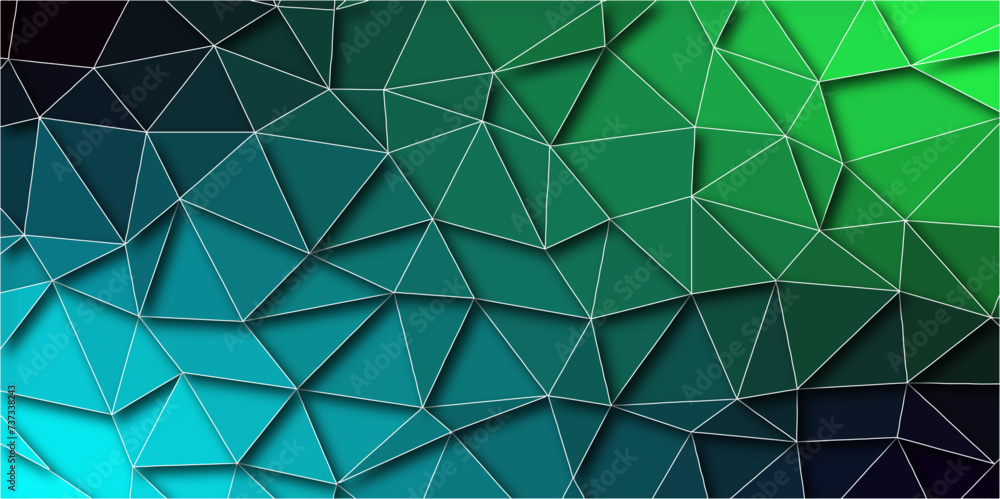 Aufkleber Blue Abstract Low Poly with triangle shapes Design. Modern Green mosaic with textured overlap layer background. The background for the web site, the texture of triangulation	
