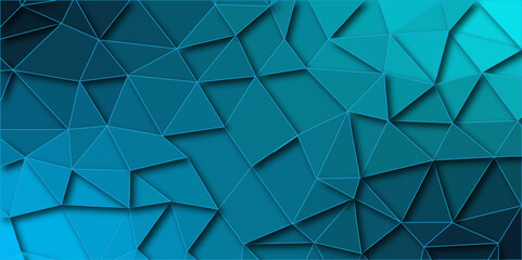 Blue Abstract Low Poly with triangle shapes Design. Modern Green mosaic with textured overlap layer background. The background for the web site, the texture of triangulation	
