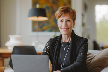 Confident Professional Woman Enjoying Productive Work Day