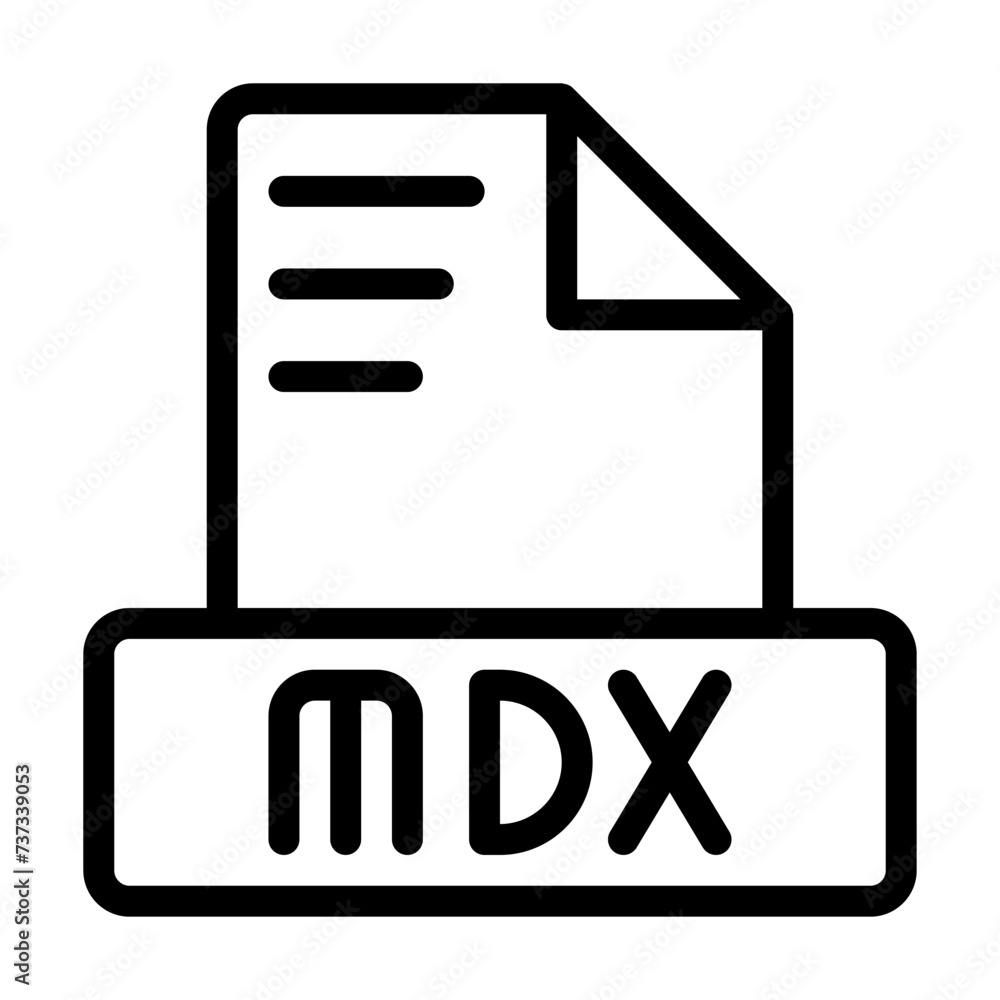 Poster mdx file icon outline style design. document text file symbol, vector illustration.
