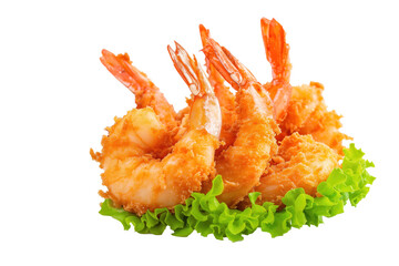 Fried shrimp with lettuce