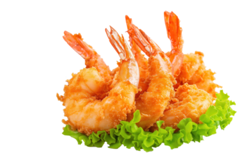 Fried shrimp with lettuce