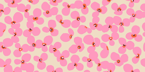 Exotic hand drawn flowers, seamless patterns with floral for fabric, textiles, clothing, wrapping paper, cover, banner, home decor, abstract backgrounds. Vector illustration.