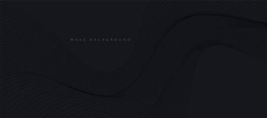 Abstract black wavy lines on a black background. Vector modern black background template.  - obrazy, fototapety, plakaty