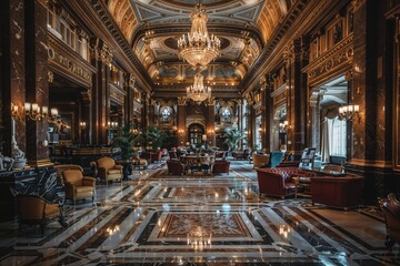 Grand Hotel Lobby with Luxurious Decor