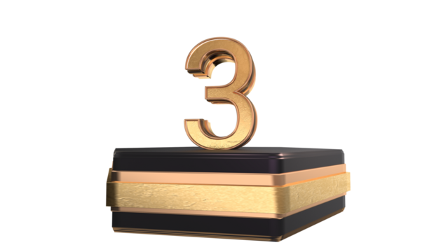  gold 3d number 3