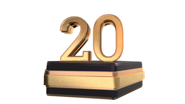  gold 3d number 20