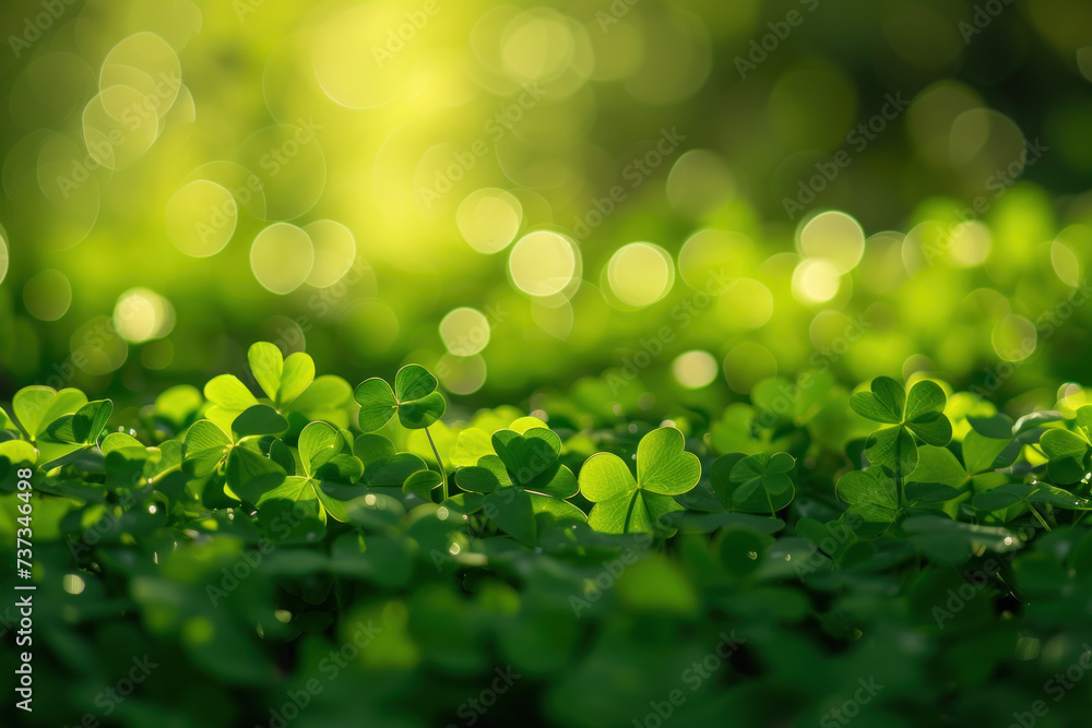 Aufkleber clover leaf bokeh lights defocused for st patrick's day celebration design background