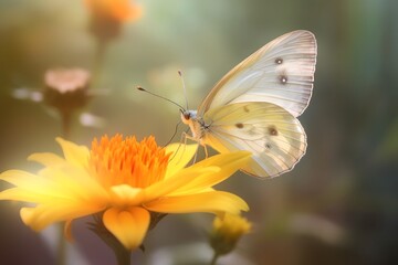 Natural background, beautiful butterfly on summer field