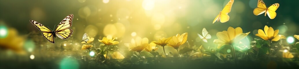 Obraz premium Natural background, beautiful butterfly on summer field