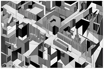 skyline of houston, cityscape of a city, cubism  art