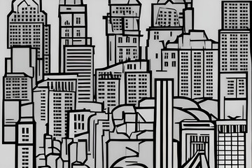 Fototapeta premium skyline of a city, cubism art, san antonio cityscape