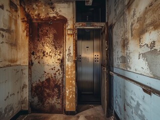 Decayed Elevator in an Abandoned Building