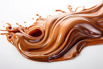 Türaufkleber Beautiful waves of milk caramel chocolate, texture of waves of chocolate. © Niko_Dali