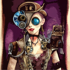 Cyborg woman, portrait of an android, face of a robot