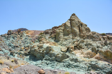 Green rocks in El Teide National Park in Tenerife, Spain