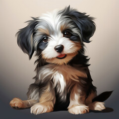 Portrait of a cute Yorkshire Terrier puppy. Vector illustration.