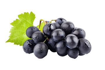 Black grapes. Fresh grapes isolated on transparent white background.