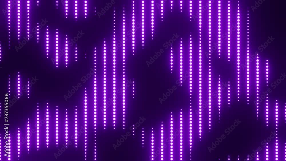 Wall mural background purple violet line neon glow light particle random led for loop playback 4k 60fps video