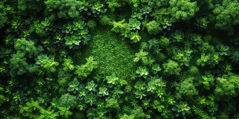 Garden from a top view, evoking the feel of vibrant green landscapes