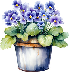 Flowers in pot Watercolor Clipart