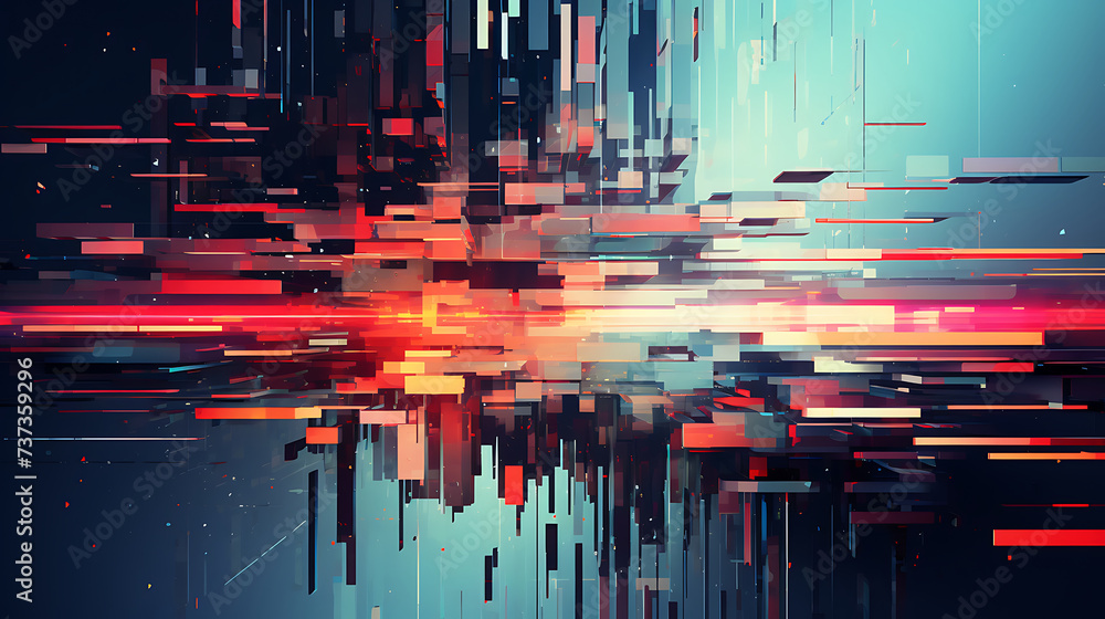 Aufkleber futuristic glitch background., pixel noise glitch error video damage vhs glitch, screen error effect