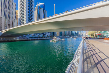 Skyscrapers and bridges at Dubai Marina - 737360258