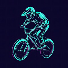 BMX logo in hi-tech style. Futuristic design with sleek lines and bold colors. Hi-tech concept illustration of extreme sports.