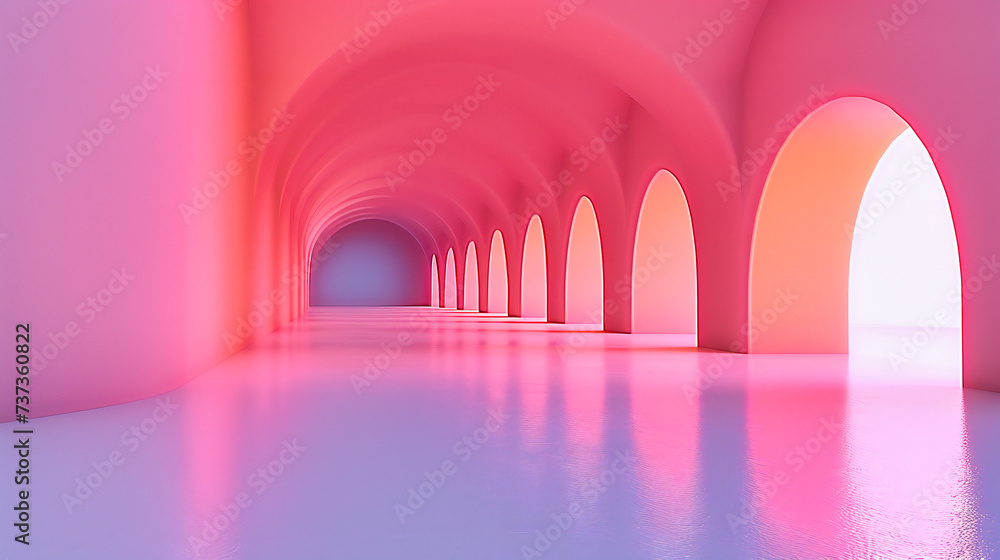 Poster modern architectural marvel: a tunnel of light and shadows creating an enthralling hallway experienc