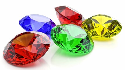 Fototapeta premium Colorful shiny gemstones on white background