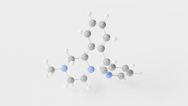 mirtazapine molecule 3d, molecular structure, ball and stick model, structural chemical formula atypical tetracyclic antidepressant