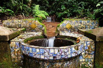 Mosaic fountain in the rainforest