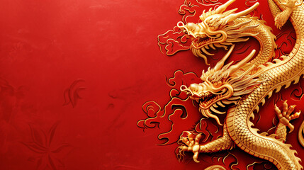 Obraz premium chinese style dragon with copy space area 