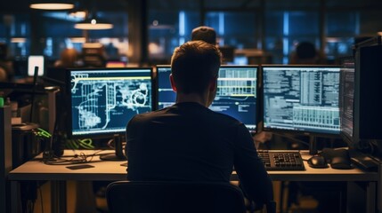 IT professionals work in peace and quiet and develop their programming skills