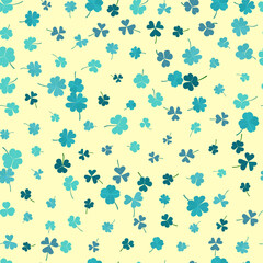 Fototapeta na wymiar turquoise pattern seamless with clover leaves design for celebration, party decoration, scrapbooking, textile