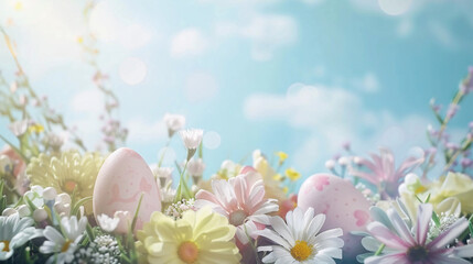 Fototapeta na wymiar spring flowers and easter eggs