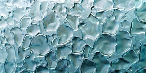 Obraz premium Raindrops delicately pattern on a pristine soft blue pastel glass, each drop creating a unique, tranquil pattern