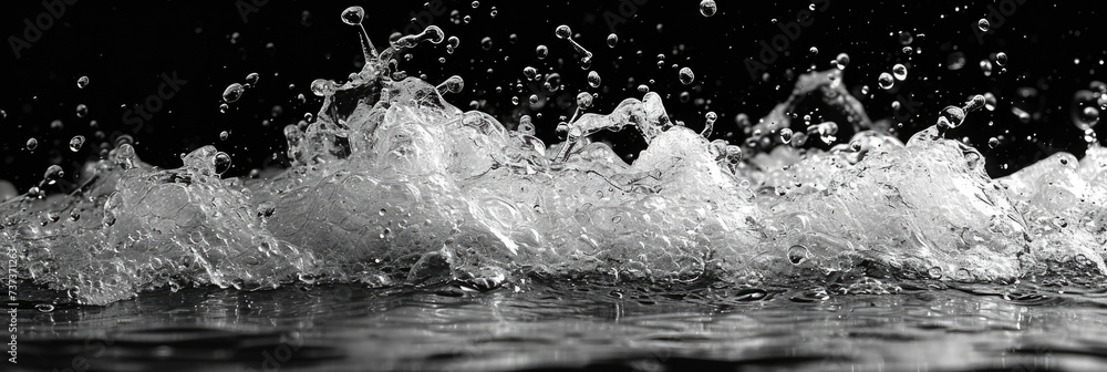 Poster Dynamic Monochrome Capture of Splashing Water. Generative AI.