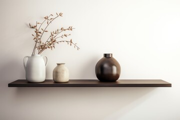 Three vases arranged side by side on a shelf in a straightforward manner.