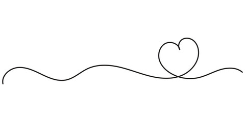 Line art heart .  Continuous line art drawing. Hand drawn doodle vector illustration in a continuous line. 