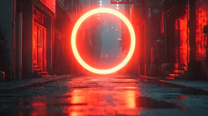 Foto op Plexiglas Snelweg bij nacht Futuristic cyberpunk city abstract background