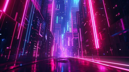 abstract background city at night neon lights