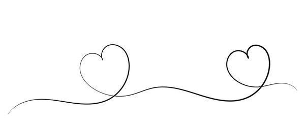 Black heart Lines. Continuous heart line drawing Fancy minimalist illustration. Symbol of love One line abstract minimalist outline design.  illustration vector.