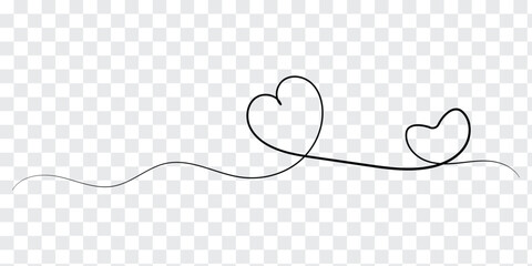 Black heart Lines. Continuous heart line drawing Fancy minimalist illustration. Symbol of love One line abstract minimalist outline design.  illustration vector. - obrazy, fototapety, plakaty