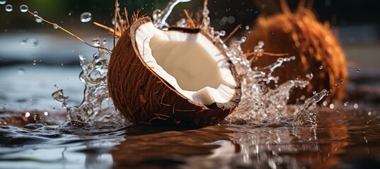 Cracking open coconut for fresh water, great for crafting homemade pina coladas.